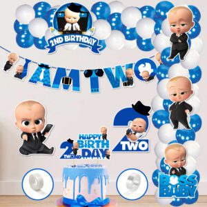 2nd Birthday Boss Baby Theme Balloon arc decoration,Boss Baby Theme (Pack of 60)