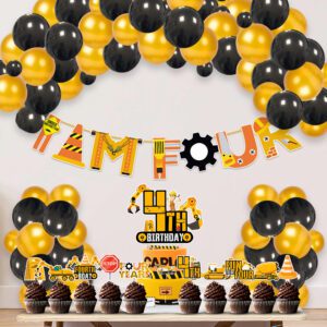 Under Construction Birthday Theme for Boys Banner,Cake & Cupcake Toppers,Balloons Combo(Pack of 37)