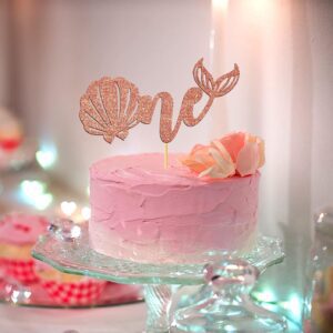 Mermaid 1st Birthday Cake Topper, Mermaid One Cake Topper, Magic Cake Decor(ROSEGOLD)