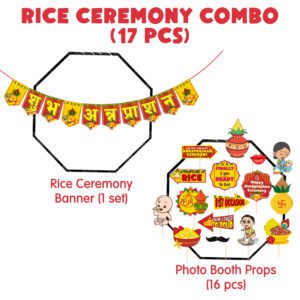 Rice Ceremony Photo Booth Props with Banner/Rice Ceremony Decorations Items (Pack of 17)