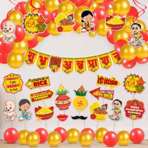 Annaprasanam Swirls Hanging with Banner Balloon,Photo Booth Props Combo(Pack of 50)