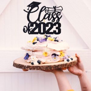 2023 Graduation Party Decoration,Congratulations Decoration, Class of 2023 Cake Topper ( Black)