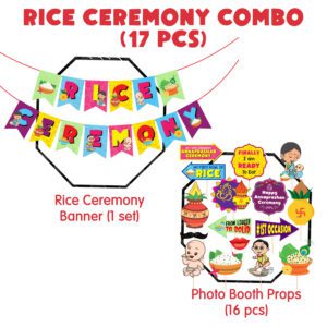 Annaprasanam Photo Booth Props with Banner / Rice Ceremony Decorations Items,  ( Pack Of 17 )