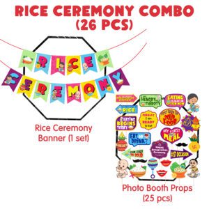 Annaprasanam Photo Booth Props with Banner / Annaprashan Decoration Items ( Pack Of 26 )