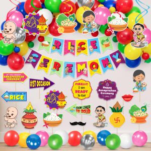 Annaprasanam Swirls Hanging with Banner, Balloon ,Photo Booth Props And Glue Dot  (Pack of 50)