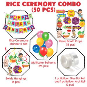 Annaprasanam Swirls Hanging with Banner & Balloon,Photo Booth Props,Rice Ceremony Decorations Items(Pack of 50)