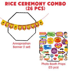 Annaprashan Decoration Items Included Photo Booth Props with Annaprasanam Bunting Banner (Pack of 26)
