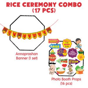 Annaprasanam Photo Booth Props with Bunting Banner Hindi Font Shubh Annaprashan (Pack of 17)