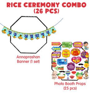 Annaprasanam Bunting Banner Bengali Font Shubh Annaprashan with photo Booth Props (pack of 26)