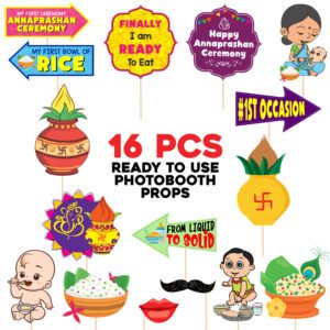 Annaprasanam Photo Booth Props / Rice Ceremony Photo Booth Props ( Pack Of 16)