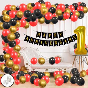 1st Anniversary Party Decoration – Banner, Foil Balloon, Balloons With Glue Dot  (Pack of 55)