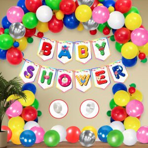 Baby Shower Decorations Props Material Combo- Banner, Glue Dot, Arch & Balloons  (Set of 53)