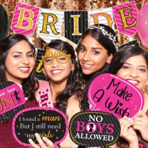 Bachelorette Party Decorations Kit – Bride to Be Banner, Sash and Photo Booth Props with Balloons (Set of 43)