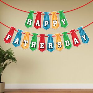 Happy Father’s Day Tie Bunting Banner, Pre-strung Fathers Day Party Decorations Supplies