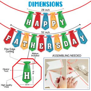 Happy Father’s Day Tie Bunting Banner, Pre-strung Fathers Day Party Decorations Supplies