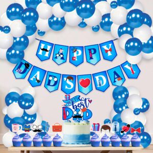 Fathers Day Decorations Kit Include Banner with Balloons,Cake & Cupcake Topper ( Pack Of 37 )