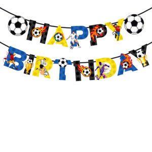 Football Birthday Bunting Banner for Boys Football Party Decoration | Kids Football Themed Party Supplies … Banner