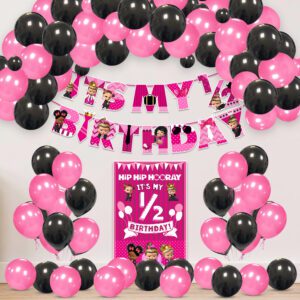 Girl Boss Baby Half Birthday Party Supplies- Banner, Balloons and Paper Board (Pack of 42)