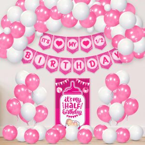 Half Birthday / 1/2 Birthday Party Decorations for Girls with Banner, Balloons and Paper Board  (Pack of 42)