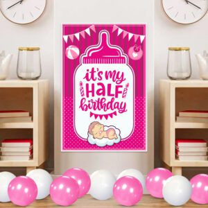 Baby Girl Theme Half Birthday Sign Half Birthday Door Board / Wall Decorations Baby Girl Bday Party