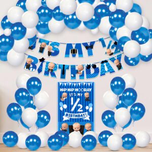 Boss Baby 1/2 Birthday Party Decorations for Boys with Half Birthday Banner, Balloons and Paper Board (Pack of 42)