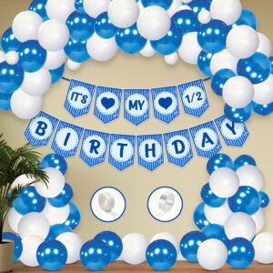 6 Months Birthday Decorations / Half Birthday Decorations Banner,Balloons for Boy Baby’s (Pack of 53)