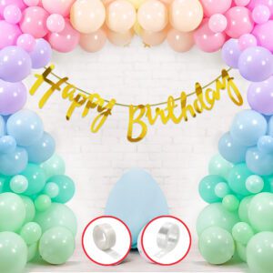 Birthday Set Including Happy Birthday Banner, Metallic Balloons, and Glue dot (Pack of 53)