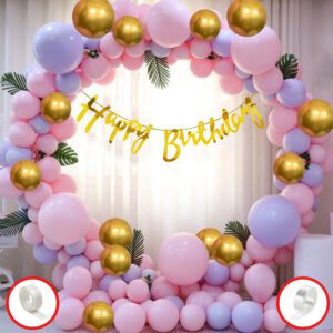 Birthday Decorations Set- Including Birthday Banner, Metallic Balloons, and Glue dot  ( Pack of 60 )