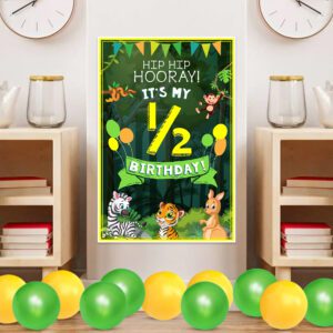Jungle Theme Half Birthday Sign Door Board / Wall Decorations Favors for Kids