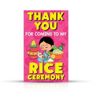 Rice Ceremony Theme Thank You Tags for Rice Ceremony Thanks Giving Favor  (Pack of 30)
