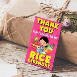 Rice Ceremony Theme Thank You Tags for Rice Ceremony Thanks Giving Favor  (Pack of 40)
