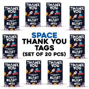 Space Theme Thank You Tags for Birthday, Making Party A Blast to The Space Tags (Pack of 20)