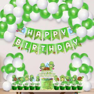 Turtle Birthday Party Decorations- Includes Banner, CakeTopper, Cupcake Toppers, Balloons ( Pack Of 37 )