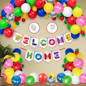 Welcome Home Decorations Combo- Welcome Home Banner, Glue Dot, Arch & 50 Pcs Balloons (Pack of 53)