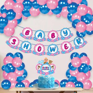 Baby Shower Decorations Combo Included Letter Banner, Balloons & Cake Topper (Pack Of 27)