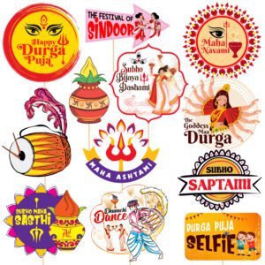 Durga Puja Decoration Props / Durga Puja Decoration Items/Decorative Items for Durga Puja/Photo Booth Props 12 Pcs