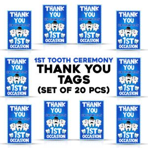 Blue Color Tooth Theme Thank You Label Tags for Baby Boys Thanks Giving Favor (Pack of 20)