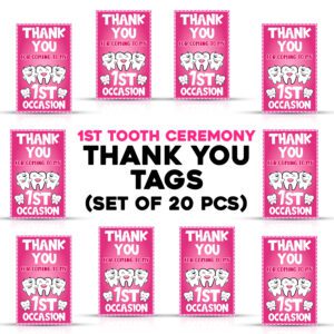 Pink Color Tooth Theme Thank You Label Tags for Girls Thanks Giving Favor (Pack of 20)
