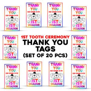 Multi Color Tooth Theme Thank You Label Tags for Thanks Giving Favor (Pack of 20)