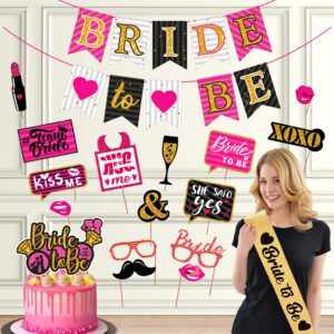 Bachelorette Party Decorations – Banner, Photo Booth, Cake Topper (Pack of 18)
