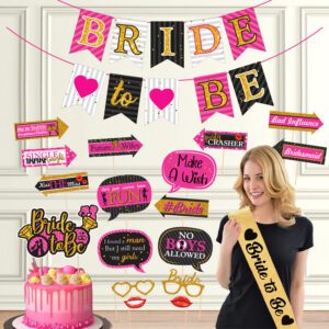 Bachelorette Party Decorations Kit – Banner, Photo Booth, Sash (Set of 19)