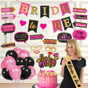 Bridal Shower Party Decorations – Banner,Photo Booth Props, Cake Topper with Balloons (Pack Of 44)