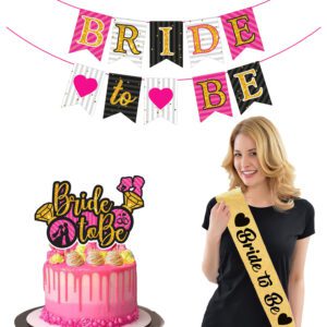 Bachelorette Party Decoration Set – Banner, Cake Topper & Sash (Pack of 3)