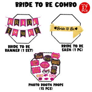 Bachelorette Party Decorations Kit – Banner, Photo Booth Props with Sash (Pack of 17)