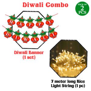 Diwali Decorations Banner & Rice Light – Pack Of 2