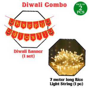 Diwali Decorations Items – Banner & Rice Light  (Pack Of 2)