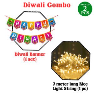 Multicolor Happy Diwali Banner And Rice Light  (Pack Of 2)