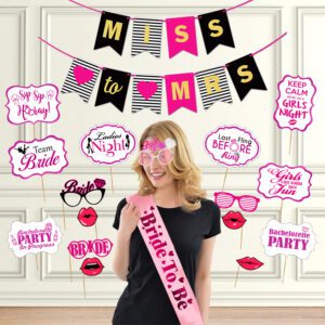 Bachelorette Party Decorations Kit – Banner, Photo Booth Props, Sash & Eye Glass (Pack Of 18)