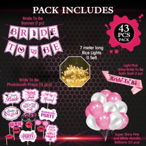Bridal Shower Decorations Kit – Banner, Balloon with Sash & Rice Light (Pack Of 43)
