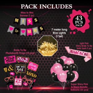 Bachelorette Party Decorations Set – Banner, Photo Booth with Rice Light (Pack Of 43)